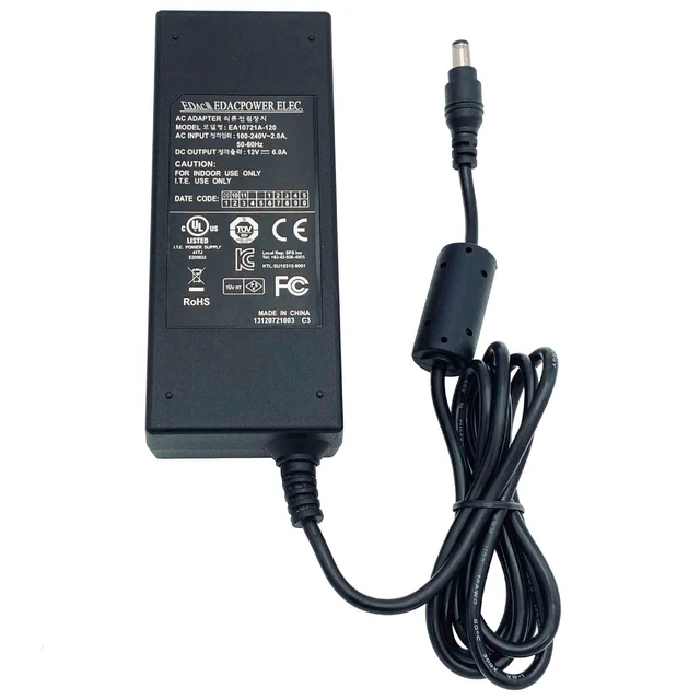Alt view image 7 of 7 - Genuine Edac 72W AC Adapter EA10721A-120 Power Supply