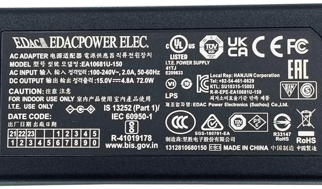Alt view image 2 of 7 - Original EDac 72W AC Charger Adapter EA10681U-150 Power Supply