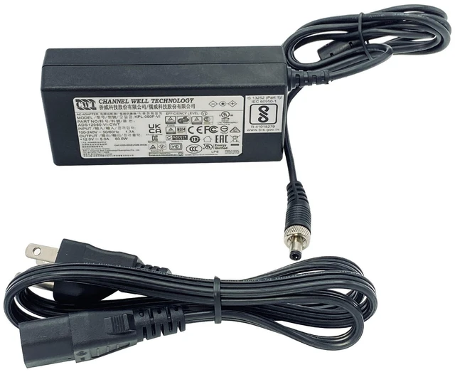 Alt view image 6 of 7 - Genuine CWT KPL-060F-VI AC Adapter 12V 5A 60W Screw Lock Tip Power Supply OEM