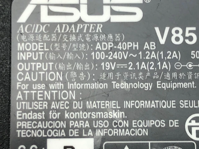 Alt view image 3 of 7 - Original Asus ADP-40PH AB AC Power Adapter 19V 2.1A 40W ITE Power Supply OEM