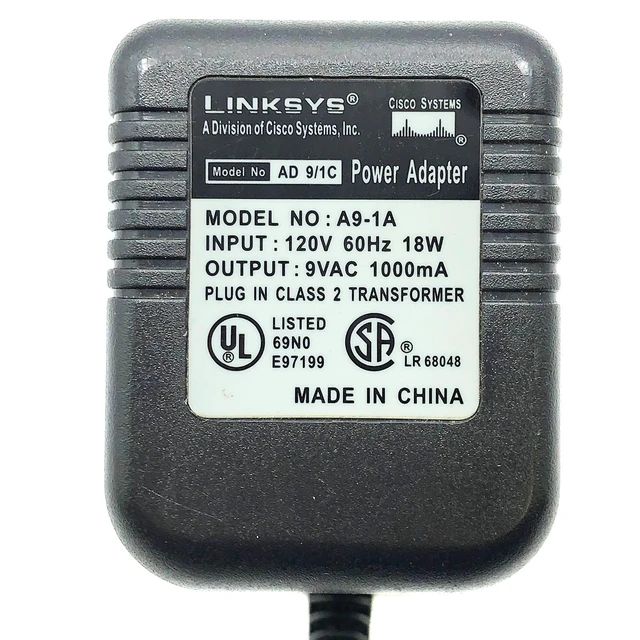 Alt view image 2 of 6 - Genuine Linksys AC Adapter AD 9/1C Plug in Class 2 Transformer A9-1A 9V 1A
