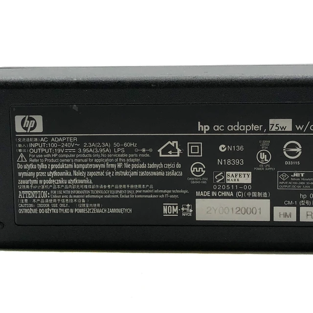 Alt view image 2 of 7 - Genuine 75W HP AC Adapter 0950-4359 19V 3.95A P/N PA-175011 Power Supply