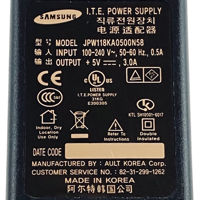 Alt view image 2 of 7 - NEW Original Samsung JPW118KA0500N58 AC Power Adapter 5V 3A 15W Power Supply OEM