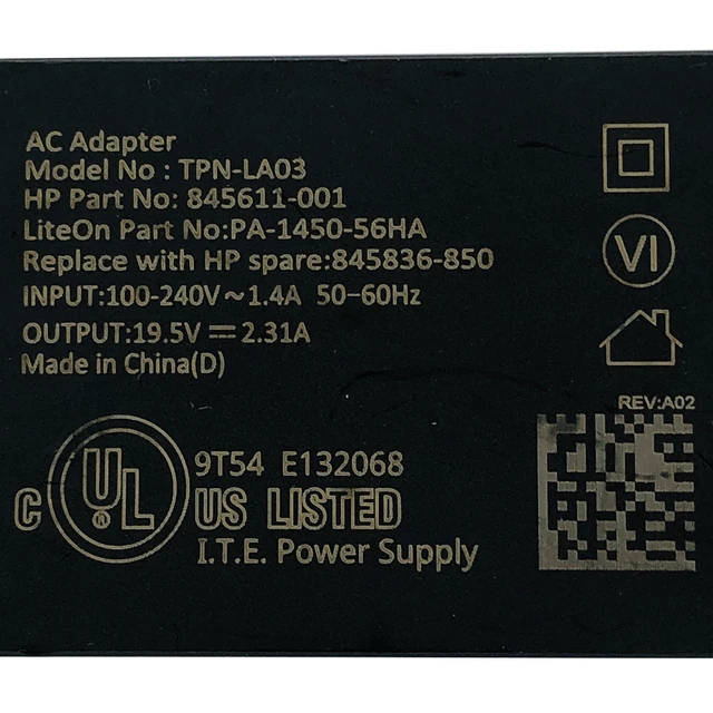 Alt view image 2 of 6 - Genuine HP AC Adapter TPN-LA03 845611-001 Power Supply 19.5V 2.31A Charger