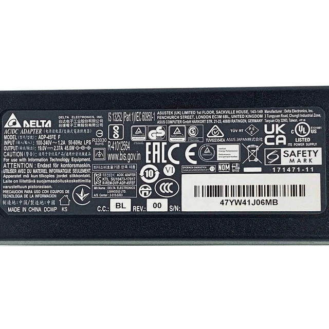 Alt view image 2 of 7 - Original Delta 45W AC Power Adapter ADP-45FE Charger 19V 2.37A