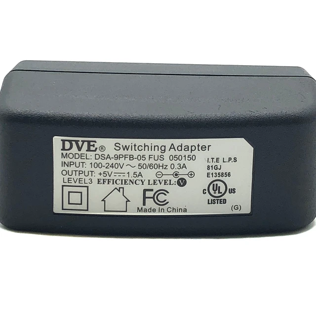 Alt view image 3 of 6 - NEW Genuine DVE DSA-9PFB-05 FUS AC Power Adapter 5V 1.5A 8W ITE Power Supply OEM