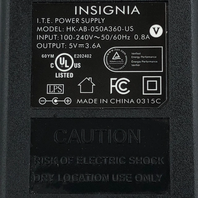 Alt view image 2 of 6 - Genuine Insignia HK-AB-050A360-US AC Power Adapter 5V 3.6A 18W ITE Power Supply