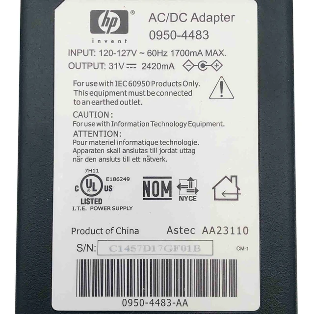 Alt view image 2 of 6 - Genuine 31V HP AC Adapter for OfficeJet 2710 7210 Series All-in-One Printers