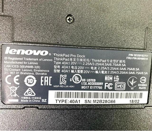 Alt view image 6 of 6 - Lenovo ThinkPad Pro Docking Station 40A1 USB 3.0 for T470 T470s T450 T460 T460s T460p T540 T550  T470 T470s P50s P51s X260 X270 L470 L540 L460 L560 L570 T450s T560 T570 X250 W550s L450 OEM
