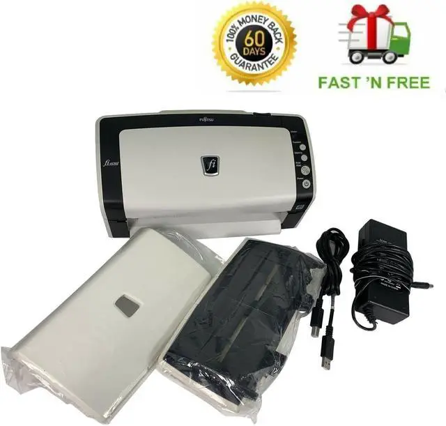 Main image of Fujitsu FI-6130Z High-Speed Duplex Document Color Scanner 600x600 DPI Pass-Through  60 Days WARRANTY  + Renewed Trays + USB + OEM AC Adapter Bundle