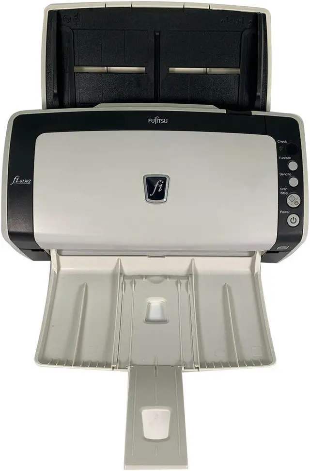 Alt view image 2 of 6 - Fujitsu FI-6130Z High-Speed Duplex Document Color Scanner 600x600 DPI Pass-Through  60 Days WARRANTY  + Renewed Trays + USB + OEM AC Adapter Bundle