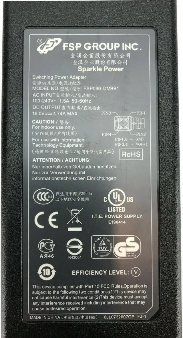 Alt view image 2 of 4 - Genuine switching power adapter FSP FSP090-DMBB1 19V 4.74A 90W 4-Pin n/PC