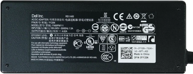 Alt view image 4 of 8 - Ac Adapter Charger & Power Cord - Replaces 90W Dell Latitude 19.5V 4.62A Adapters w/ a 7.4x5.0mm Tip