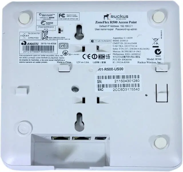 Alt view image 4 of 4 - Ruckus ZoneFlex R500 Dual-Band 802.11ac Wireless Access Point PoE, No Adapter