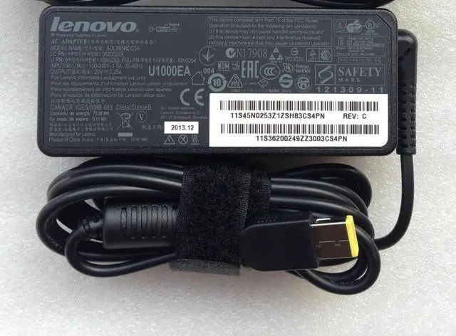 Alt view image 2 of 5 - Genuine Lenovo Adapter 20V 3.25A 65W Square tip ADLX65NLC2A 45N0478 36200249 for Laptop Thinkpad T450 T460 T470 E550 E555 G50 G70 G500 G505 E550 E555 E560 E565 E57 w/PC OEM Original
