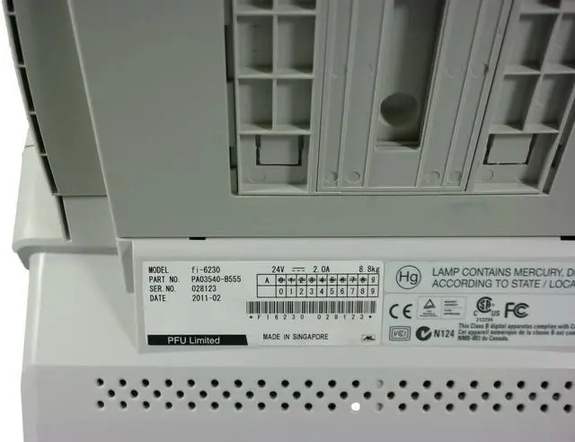 Alt view image 4 of 5 - Fujitsu fi-6230 High Speed ADF + Flatbed Document Color Scanner 600x600 DPI 24 Bit with AC Adapter + Tray