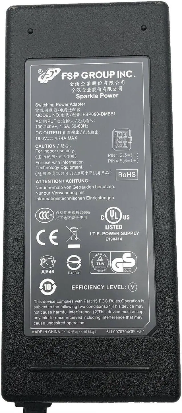 Alt view image 2 of 5 - Genuine FSP AC/DC Adapter 19V 4.74A 90W for POS Terminal Radiant P1530 6pin w/PC