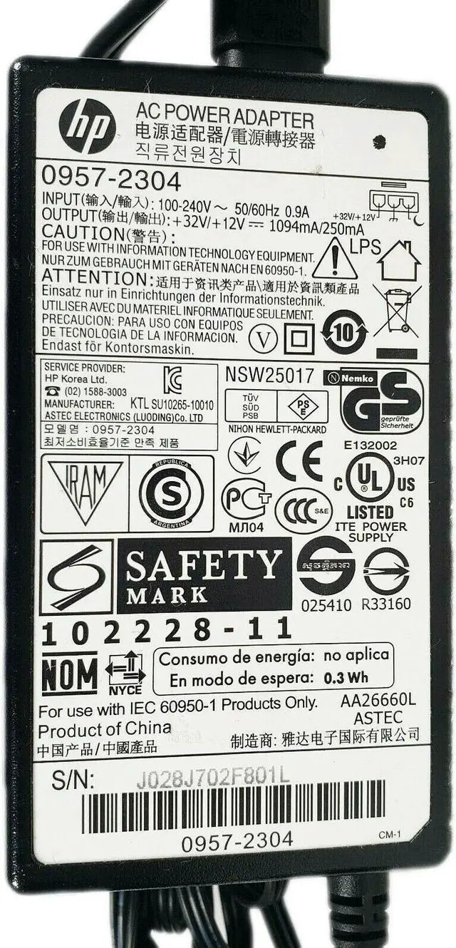 Alt view image 2 of 4 - Genuine HP AC Adapter for HP PhotoSmart 6510 6520 AIO Printer Power Supply Cord
