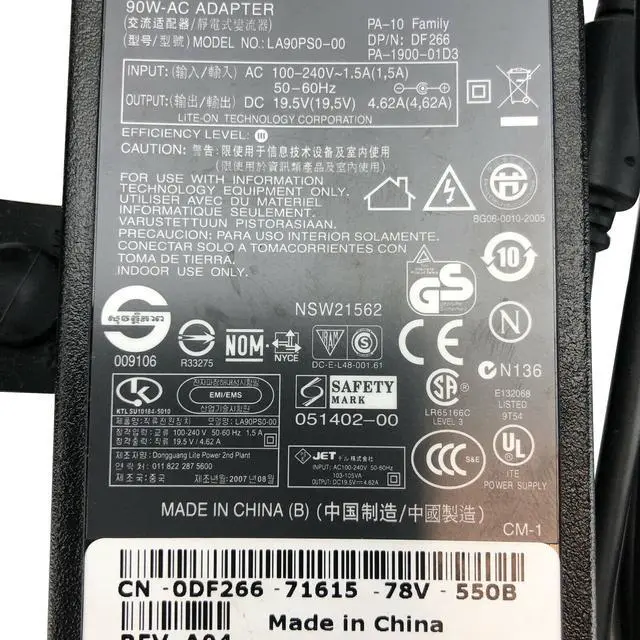 Alt view image 5 of 6 - Genuine Dell 90W AD-90195D AC Adapter Power Supply Charger 19.5V 4.62A W/P.Cord