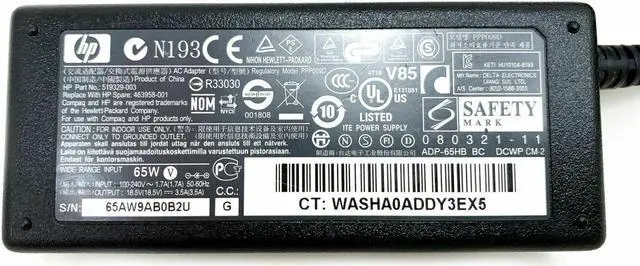 Alt view image 2 of 4 - Genuine HP 65W AC Adapter Charger for ProBook G1 Laptop 430 440 450 455 w/Cord