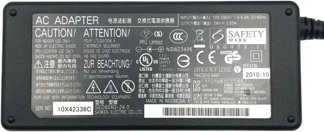 Alt view image 2 of 4 - Genuine Fujitsu AC Adapter 24V for fi-7160 fi-7260 Scanner Power Supply Cord OEM