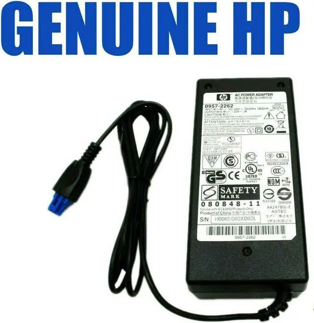 Main image of Genuine HP AC Power Adapter Power Supply 32V 2A 2000mA 0957-2262 080814-11 3 pin for Officejet Printers Wireless Pro 8000 8500A Plus Pro 8500 A909A A909G A909N  A910nN G K etc No Cord OEM