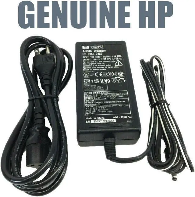 Main image of Genuine HPAC/DC Adapter Power Supply 40W 18V 2.23A  0950-2880 for Printer OfficeJet PSC 8120 G55 K60 T45 T65 G85 V30 V40  700 750 760 720C 722C 500 900 920 950 etc. w/Cord OEM Original