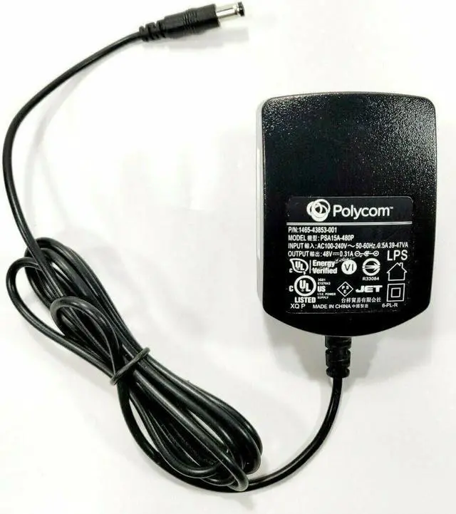 Main image of New Polycom PSA15A-480P AC Adapter 48V 0.31A for 310 410 500 600 1500 handset Business Media Phones VOIP VVX500 VVX410 VVX310 400 VVX  OEM Original