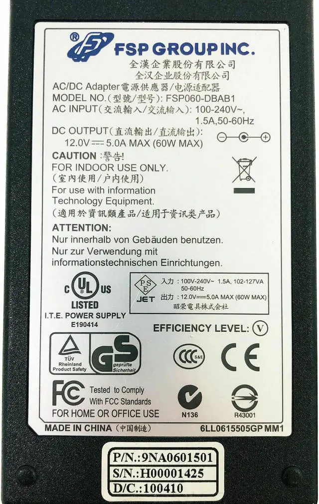 Alt view image 2 of 4 - Genuine FSP AC/DC Adapter 60W for Monitor BenQ LCD FP2081 FP450 FP547 FP553 w/PC