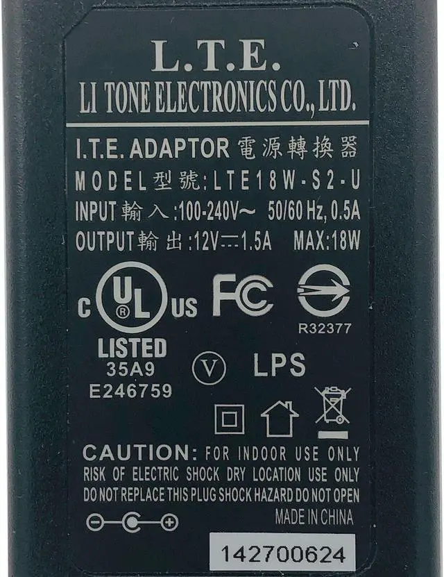 Alt view image 5 of 5 - Genuine L.T.E. LTE18W-S2-U AC/DC Switching Power Supply Adapter 12V 1.5A