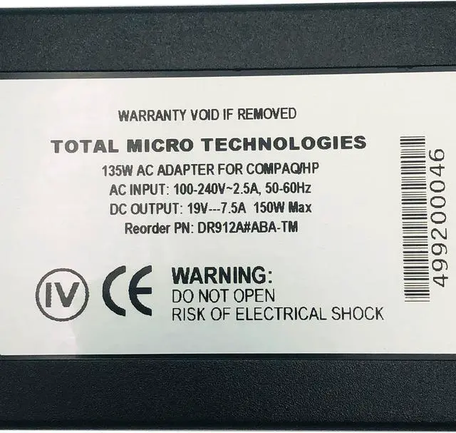 Alt view image 6 of 6 - Genuine Total Micro Technologies DR912A#ABA-TM AC Adapter 19V 7.5A 150W w/PC