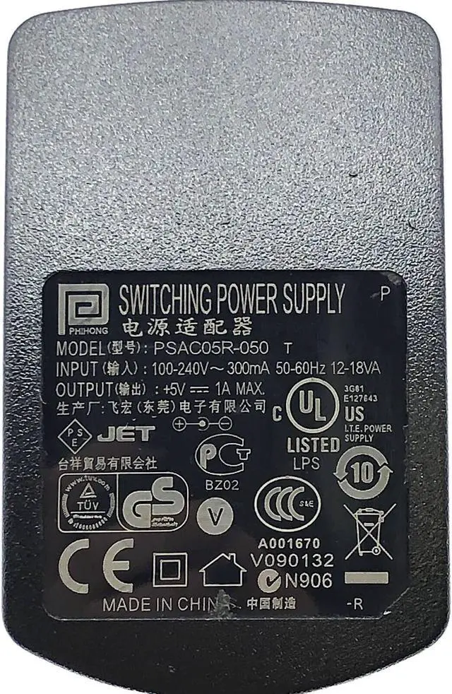 Alt view image 5 of 5 - NEW Genuine Phihong PSAC05R-050 AC Power Supply Adapter 5V 1A 5W