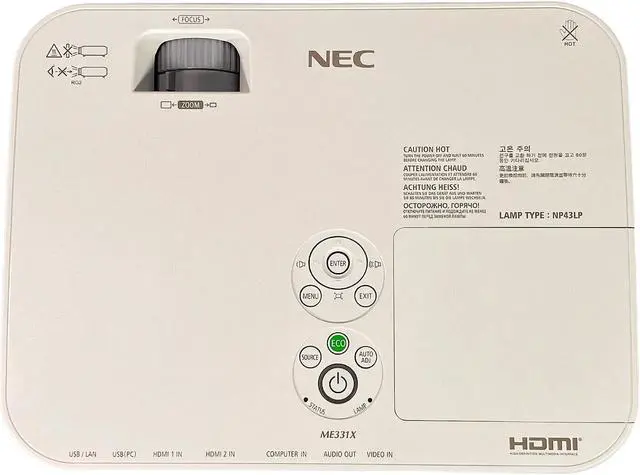Alt view image 6 of 7 - NEC ME331X 3LCD Projector Portable 3300 Lumens 1080p High Contrast For Home and Office Multipurpose Use with Accessories Bundle (Power Cable, HDMI Cable, Remote Control)