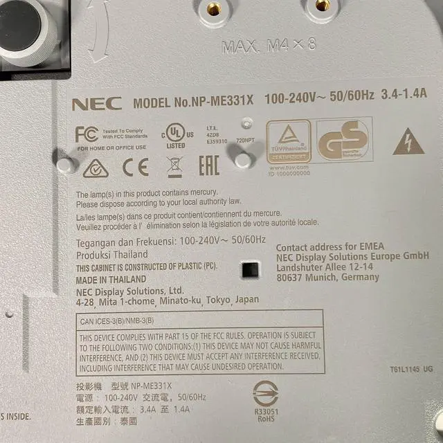 Alt view image 7 of 7 - NEC ME331X 3LCD Projector Portable 3300 Lumens 1080p High Contrast For Home and Office Multipurpose Use with Accessories Bundle (Power Cable, HDMI Cable, Remote Control)