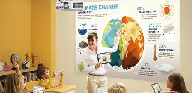 Alt view image 2 of 7 - Mitsubishi WD570U 3500 Lumens DLP Professional Classroom Business Power Point Presentations Multipurpose Projector Widescreen 3D LAN USB with Accessories Bundle (Power Cable, HDMI Cable, Remote)