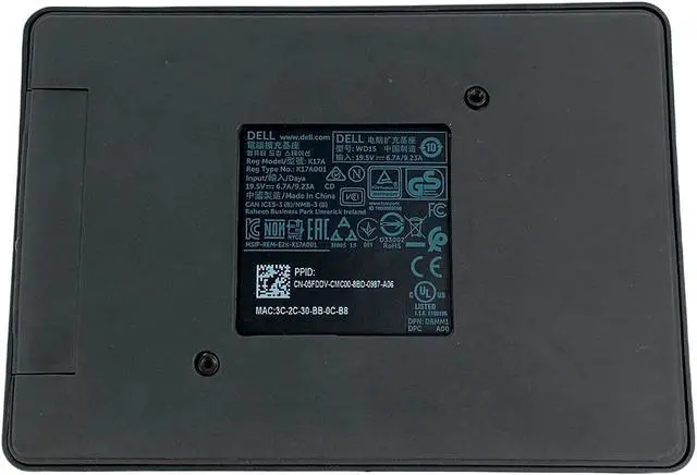 Alt view image 6 of 7 - Dell WD15 K17A USB 3.0 4K Monitor Dock Docking Station NO USB-C Cable NO Adapter