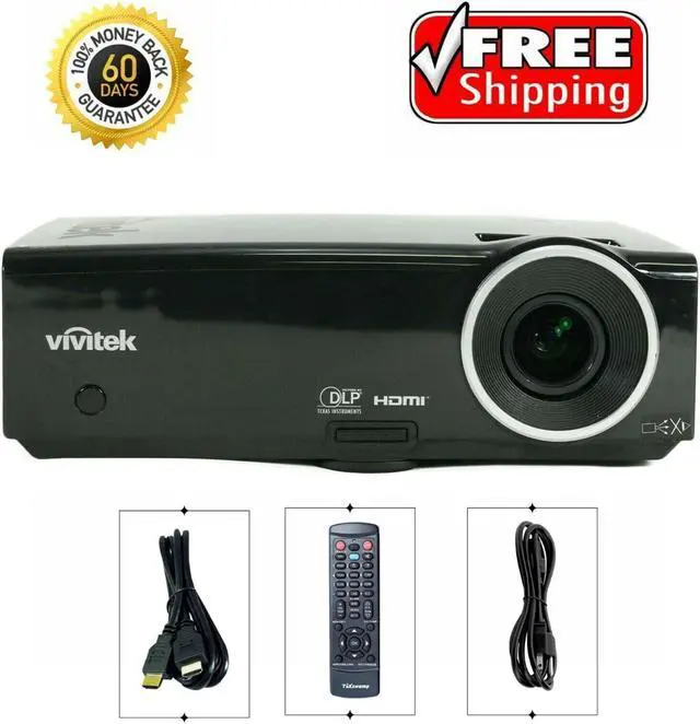 Main image of ViviTek D837 DLP Projector 3200 ANSI Lumens 1024 x 768 1080i HD HDMI 1080i  2500:1 Home Theater Professional Streaming with Accessories bundle