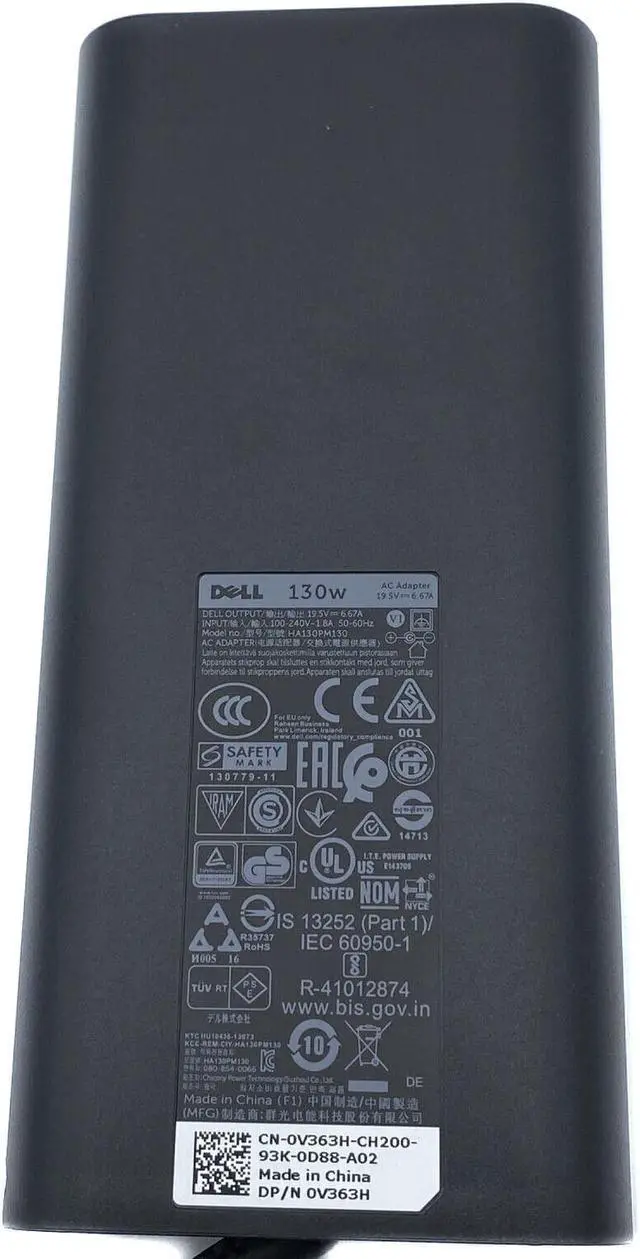 Alt view image 6 of 6 - Genuine Dell HA130PM130 Slim AC Adapter 19.5V 6.67A Power Charger 130W OEM