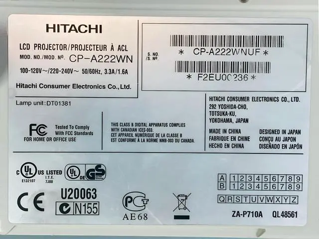 Alt view image 7 of 7 - Hitachi CP-A222WN 3LCD Projector 2200 ANSI Ultra Short-Throw HD 1080p HDMI with Accessories