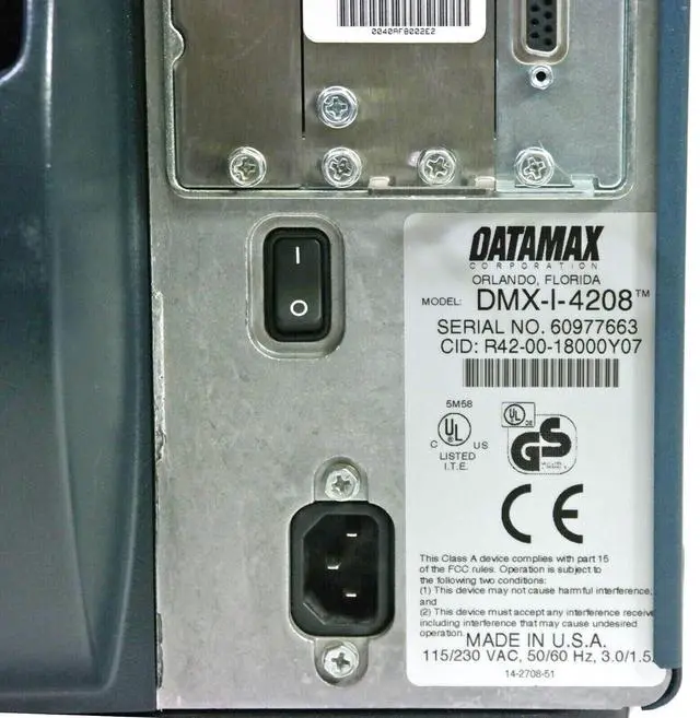 Alt view image 5 of 7 - Datamax I-CLASS DMX-I-4208 Thermal Transfer Barcode Printer LAN Serial Parallel