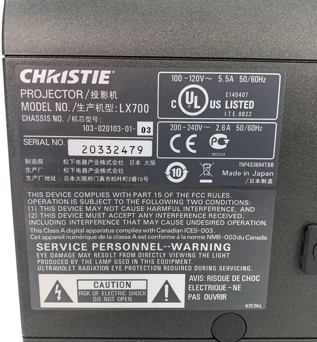 Alt view image 6 of 7 - Christie LX700 3LCD Projector Large Venue 7000 ANSI Cinema 1080p w/Bundle