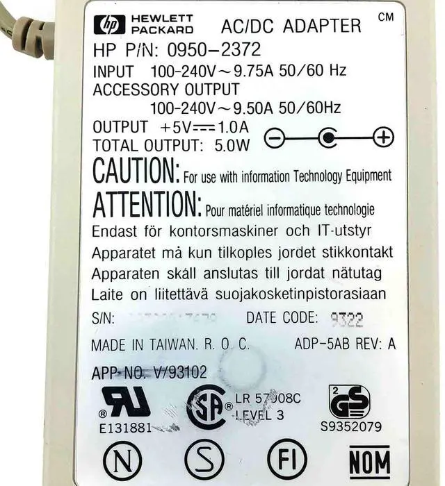 Alt view image 7 of 7 - Genuine 5W HP AC DC Adapter 5V 1A Model 0950-2372 P/N ADP-5AB OEM Charger