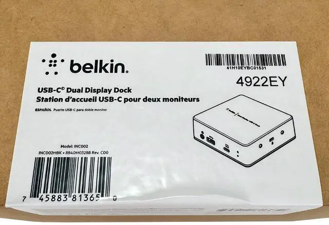 Alt view image 6 of 7 - Belkin INC002 Dual HDMI Display USB-C Dock Complete Set