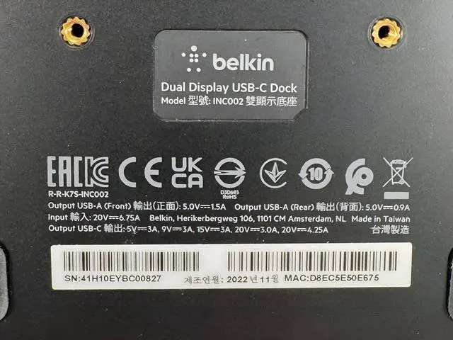 Alt view image 5 of 7 - Belkin INC002 Dual HDMI Display USB-C Dock Complete Set