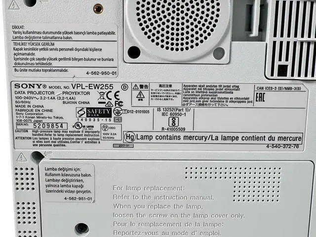 Alt view image 6 of 7 - Sony VPL-EW255 3LCD Projector 3200 ANSI HD 1080p HDMI w/Accessories