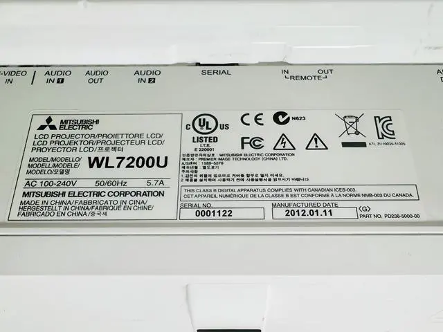 Alt view image 5 of 7 - Mitsubishi WL7200U 3LCD Projector Large Venue 5500 ANSI HDMI with Remote