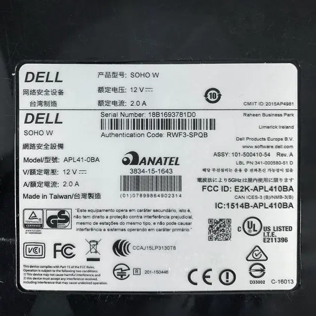 Alt view image 4 of 7 - Dell SonicWALL APL41-0BA SOHO W Firewall Wireless Network Security Appliance