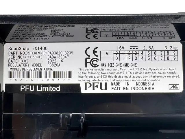 Alt view image 7 of 7 - Fujitsu ScanSnap IX1400 One-Touch Button Wireless Document Scanner w/AC Adapter