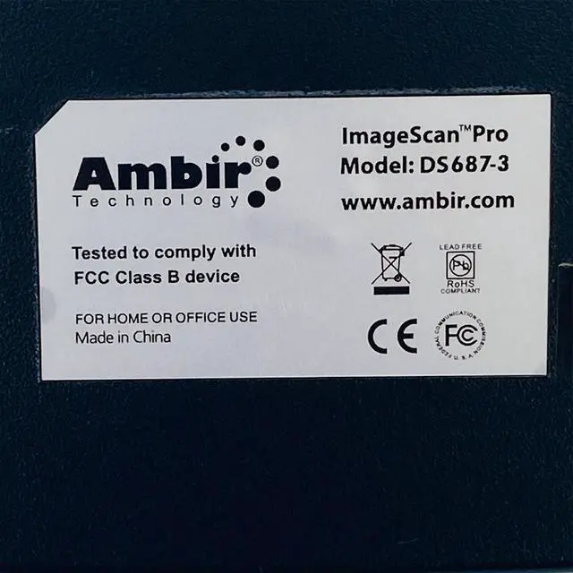 Alt view image 7 of 7 - Ambir ImageScan Pro DS687-3 Portable Duplex ID Card Scanner w/USB cable