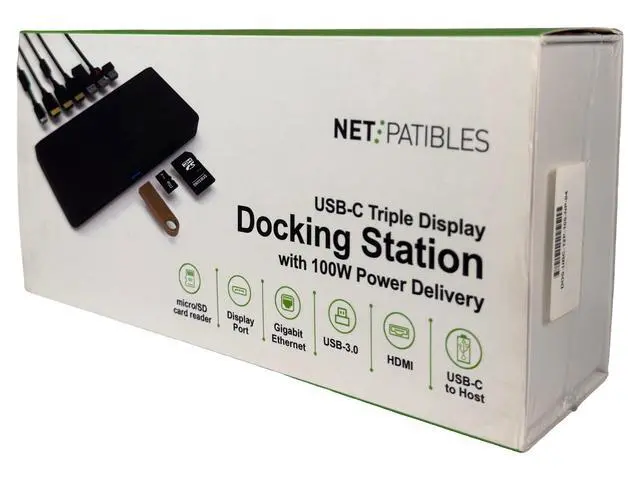 Alt view image 7 of 7 - Netpatibles DOS-UBC-12P-100-NP Triple 4k Dock Station 12-in-1 Hub w/Adapter